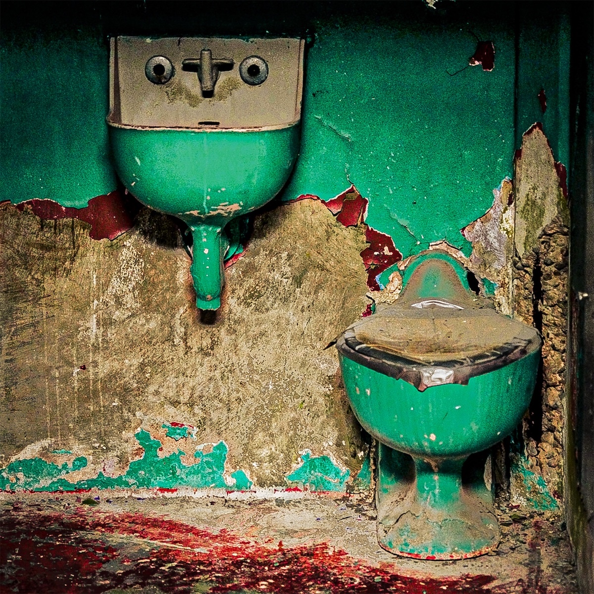 Ilona Linnoila ~ Green Sink and Toilet